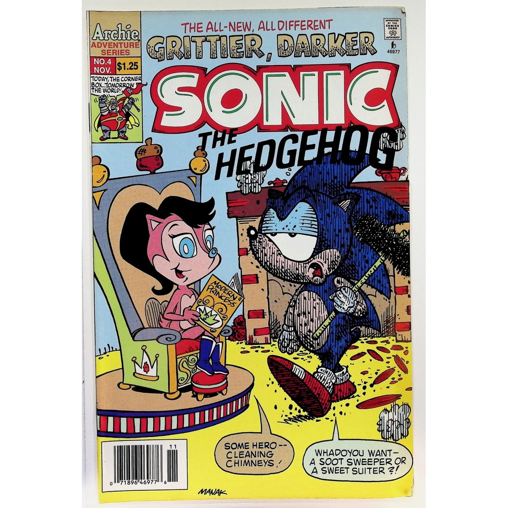 Sonic the Hedgehog #4 Newsstand 1st app Super Sonic Universalamander Comic Book